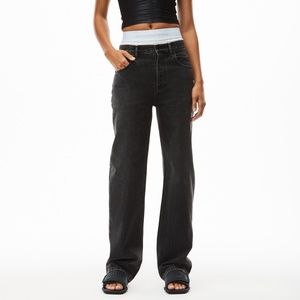 Wang low-rise grey aged washed denim jeans